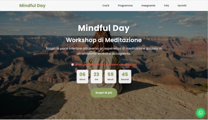 Anteprima landing page Workshop Meditazione